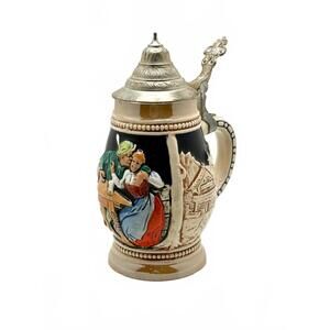 Vintage Marzi & Remy German Beer Stein Flirting Scene 0.25L DBGM Pewter Lid
